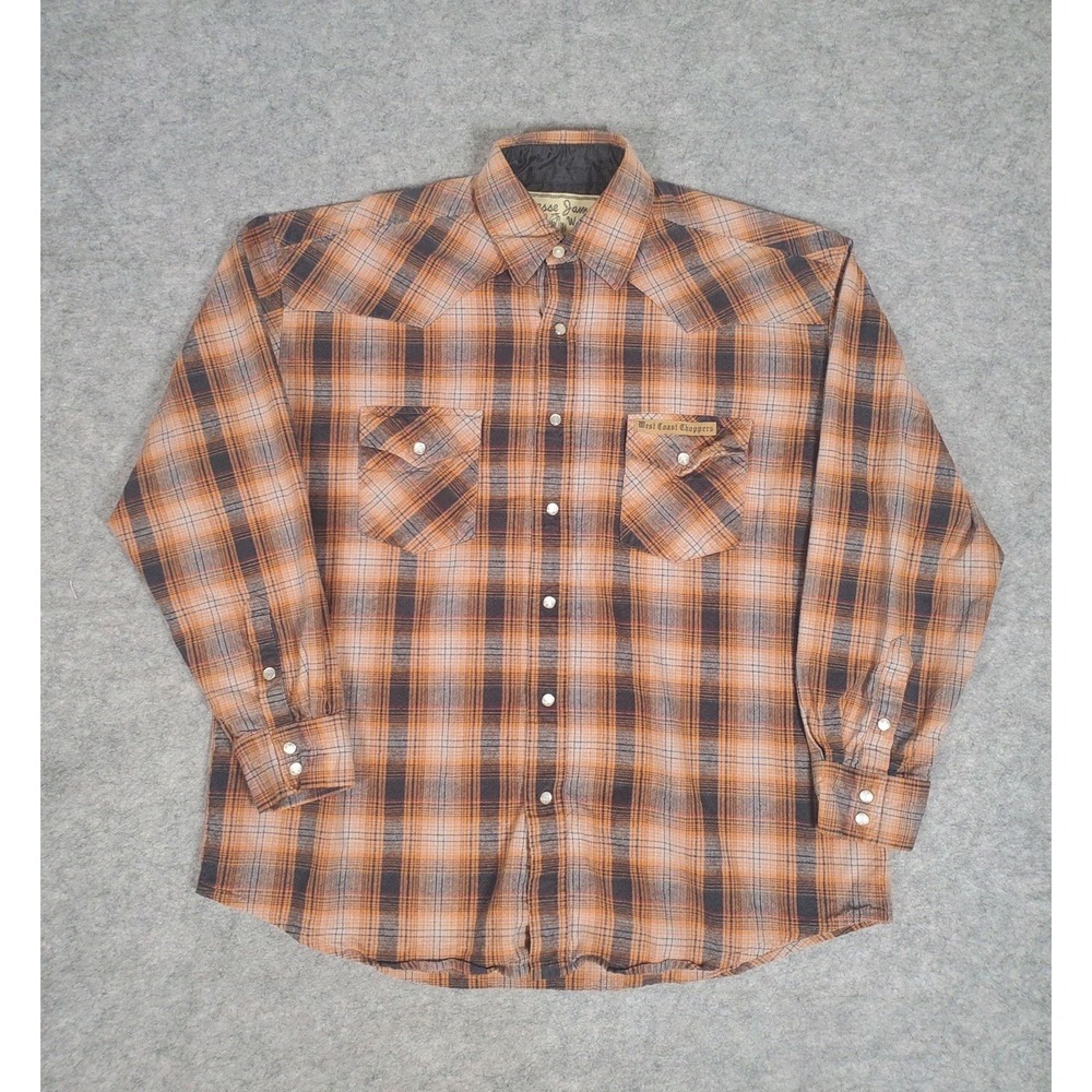 Jesse James Shirt Mens Flannel West Coast Choppers Pearl Snap Work Wear Large